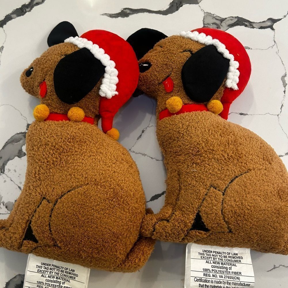 Festive Dog Plush with Santa Hat NWT